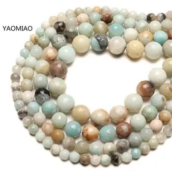 

Natural Stone Faceted Amazonite Round Beads For Jewelry Making 6 8 10 12mm Perles Gem Loose Beads Diy Bracelet Necklace