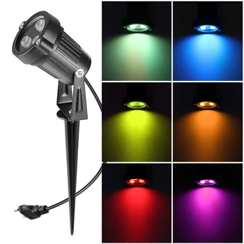 

RGB Lawn Flood Light Spotlight Lamp Remote Controller with Spike Waterproof for Yard Patio Path Spotlight Lamp AC 85-265V