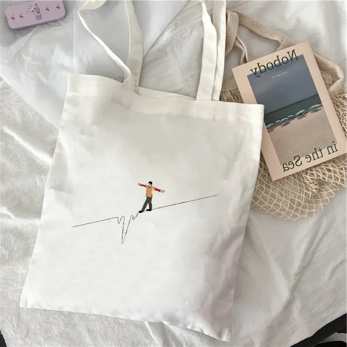 

Canvas Handbag Shopping Bag Tote Bag Text DIY illustration art Daily Use Custom Print Logo Eco Reusable Recycle