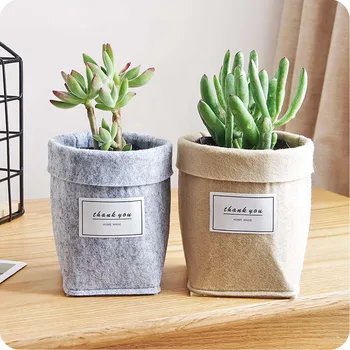 

Desktop Plant Basket Felt Garden Flower Pot Succulents Thickened Planter Office Home Decoration Container New