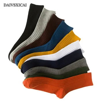 

3Pairs/lot=6pieces Solid Color Socks Fashion Male Sweat-Absorbent Breathable College Wind Cotton Mens Sports Socks