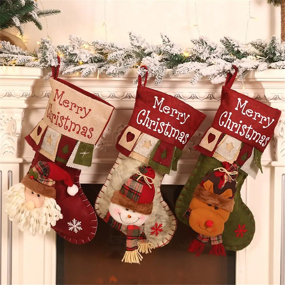 

Candy Socks Merry Christmas Stocking Mini Sock Santa Claus Gift Bag Xmas Tree Hanging Fireplace Decor Oct. 31 DropShip