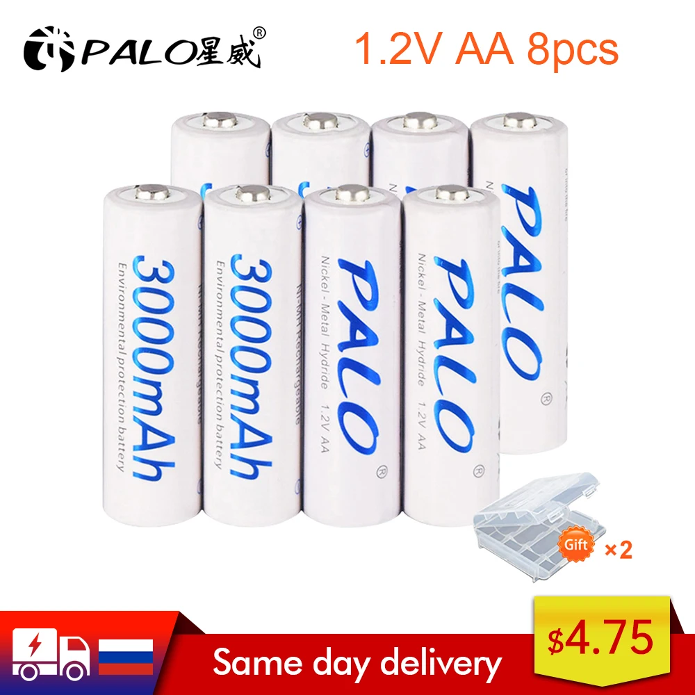 Battery Current-Batteries-Battery AA PALO Nimh 3000mah High-Capacity Original 2-24pcs