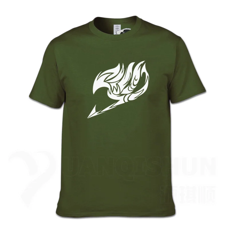 ArmyGreen 1 Boutique T-shirt Summer New Printed Fairy Tail T Shirts Men Anime T Shirts Short Sleeve O-neck Fashion T-shirt Cartoon Tops Tee - Color: ArmyGreen 1