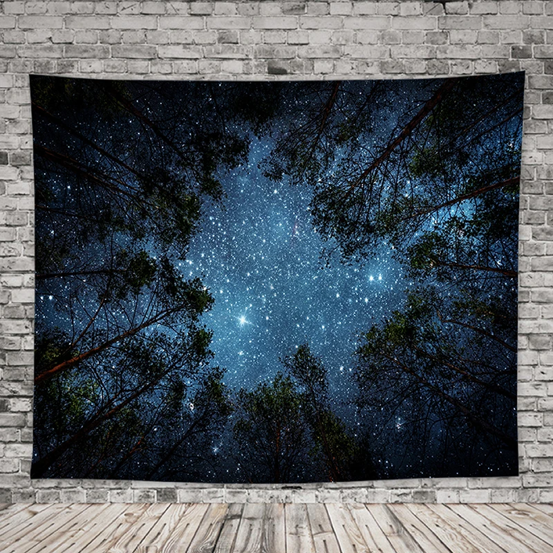 Starry sky 1 Лесной Звездный гобелен с изображением деревьев Настенный 3D печать Galaxy гобелен ночной гобелен с изображением неба шарф для йоги коврик Настенный декор пляжный коврик - Цвет: Starry sky 1