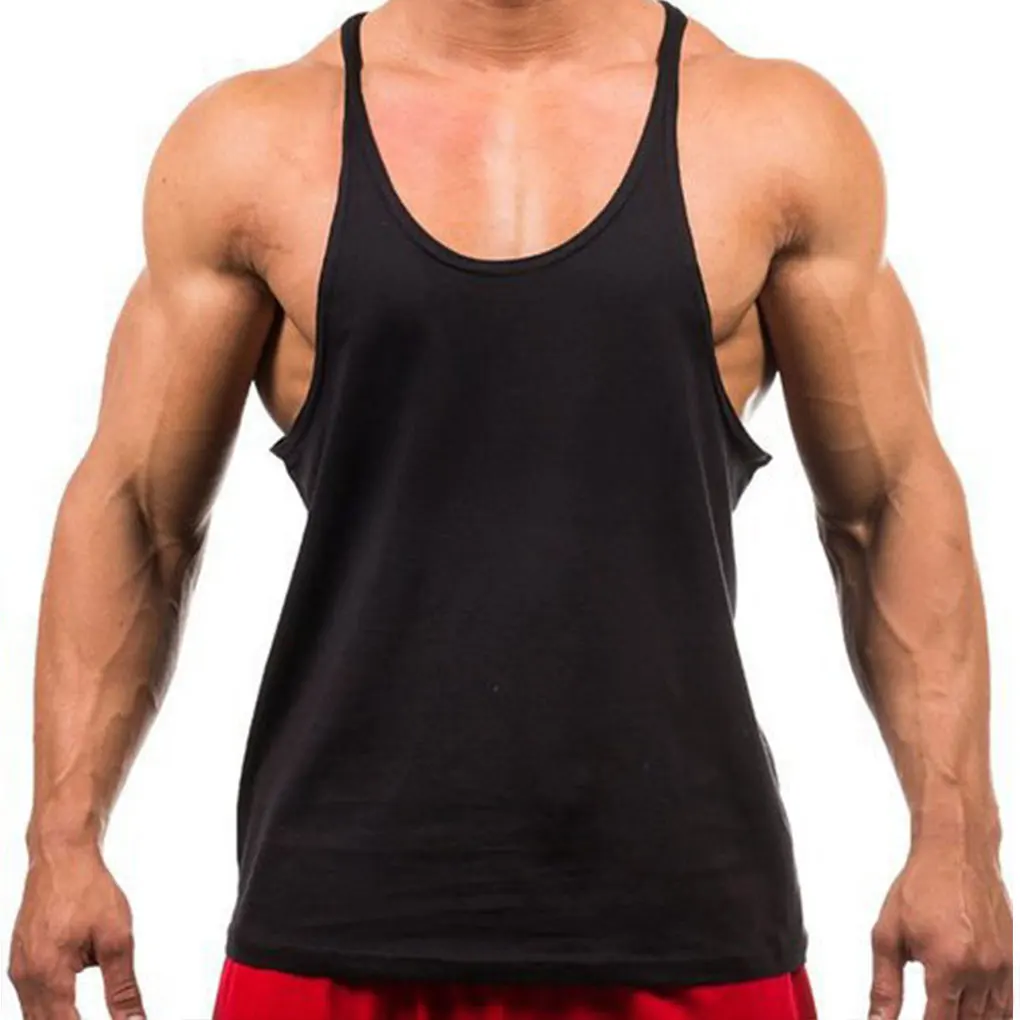 Хлопчатобумажные рубашки без рукавов однотонная майка с круглым вырезом Для мужчин Фитнес Бодибилдинг форма для гимнастики - Цвет: NO.5