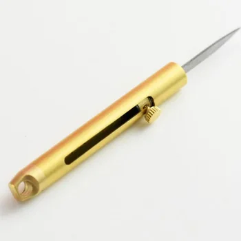 

Brass EDC multi-tool. Outdoor Mini MF EDC Stainless Steel Brass Bronze Portable Small Key Pendant Wrapping Utility Knife