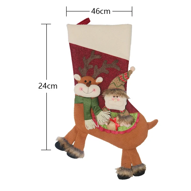Christmas Stocking Mini Sock Santa Claus Candy Gift Bag Stockings Xmas Tree Hanging Decor Kids Gift