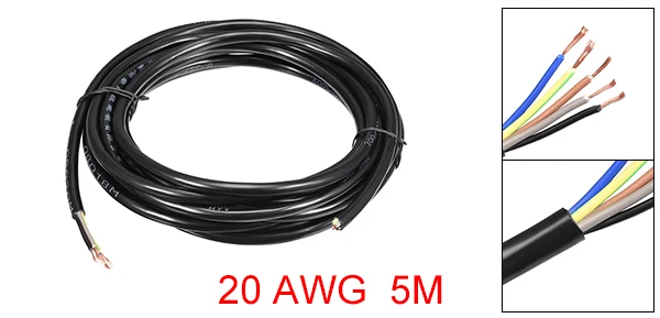 5 Core 20AWG 16.4ft Uxcell RVV 2 Core 3 Core 4 Core 5 Core 6 Core 13AWG 17AWG 18AWG 20AWG 16.4ft провод удлинитель медный провод проводник - Цвет: 5 Core 20AWG 16.4ft