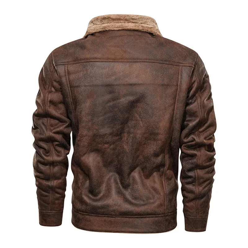 Новая брендовая куртка, Толстая теплая зимняя мужская куртка из искусственного меха, кожаная куртка, пальто размера плюс, европейский стиль, винтажная Мужская зимняя меховая благородная куртка