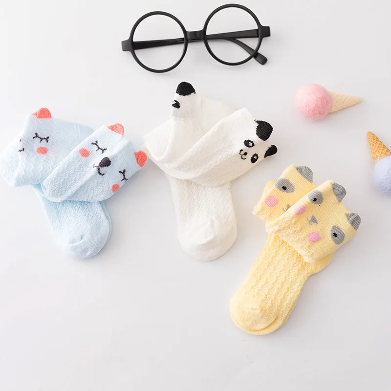 Summer Cotton Baby Stockings Infants Thin Cartoon Stereo Anti-mosquito Socks Cute Girls Mesh Socks