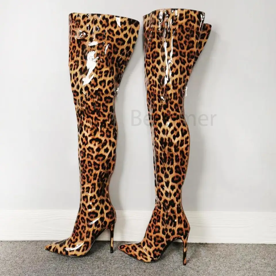 knee high leopard boots