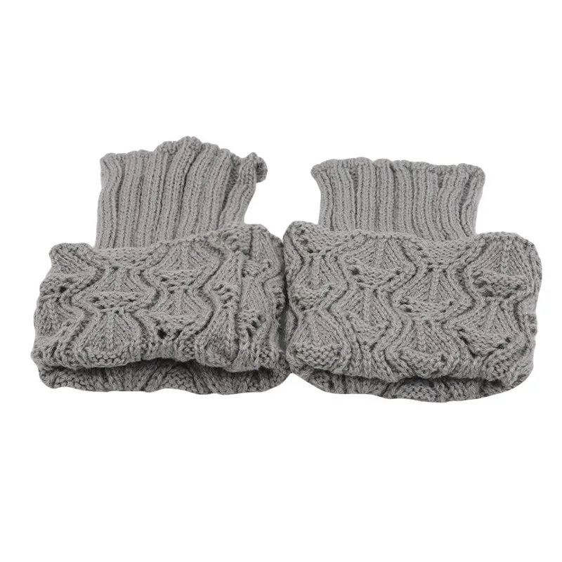 light gray Модный женский вязаный манжет для ботинок, Вязаные Короткие гетры, ажурные гетры, Зимние гетры - Цвет: light gray