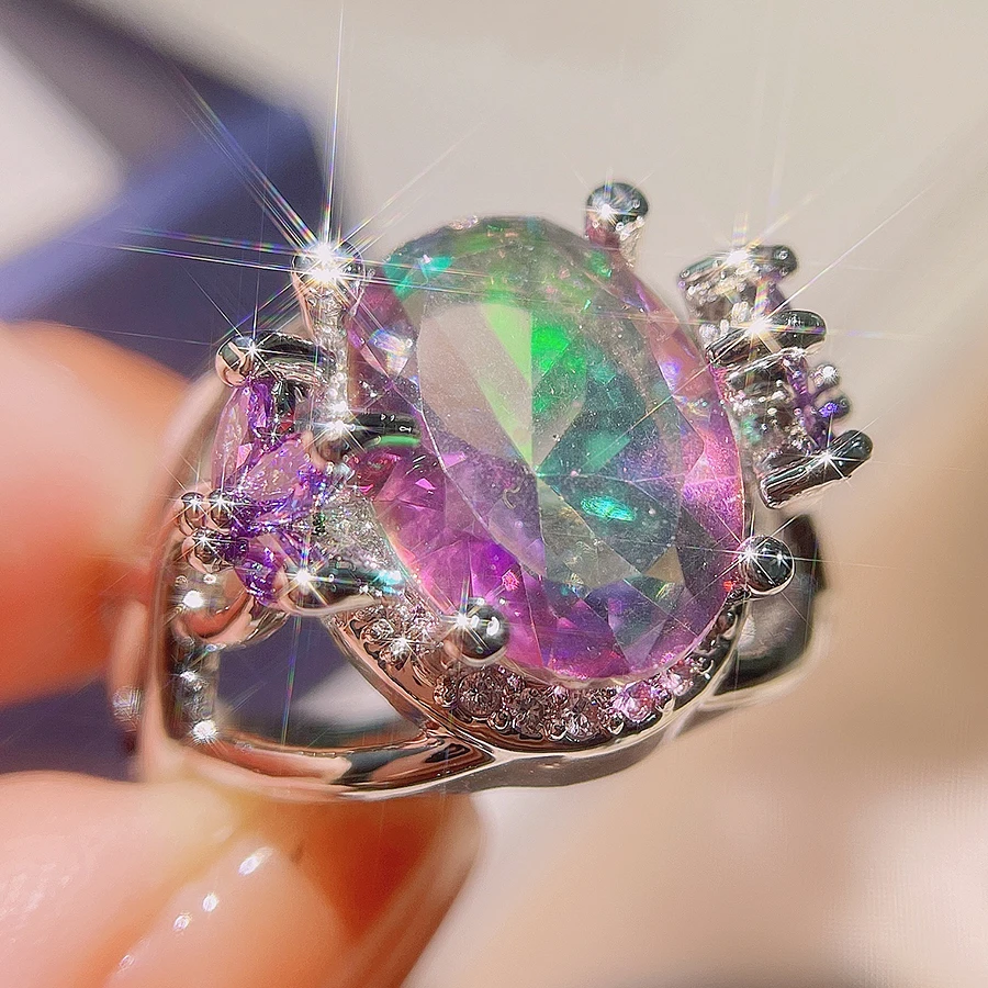 

Luxury S925 Rings For Women Colorful Accessories Wedding Engagement Bands Christmas Gift Girls Jewelry Drop Shipping