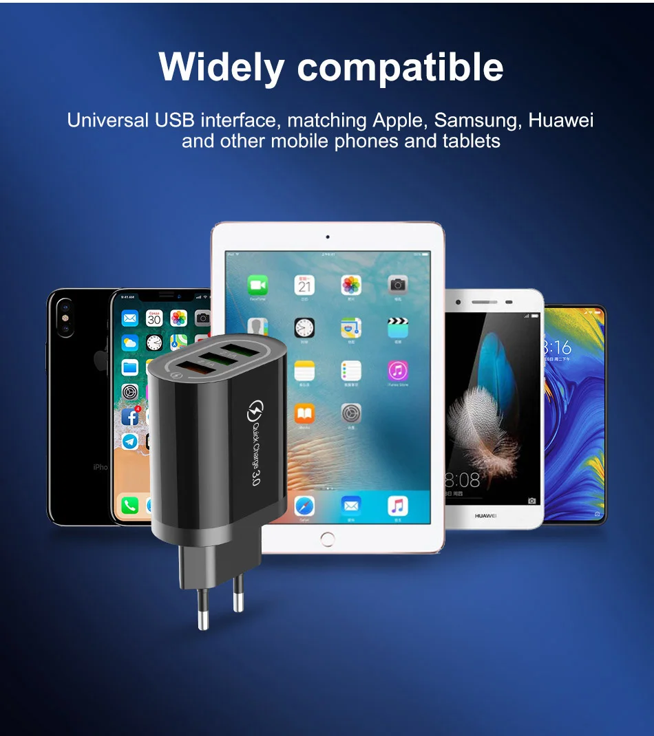 Олаф 3 порта USB зарядное устройство Quick Charge 3,0 для samsung Быстрая зарядка настенный адаптер для iphone Xiaomi портативное зарядное устройство для телефона QC 3,0