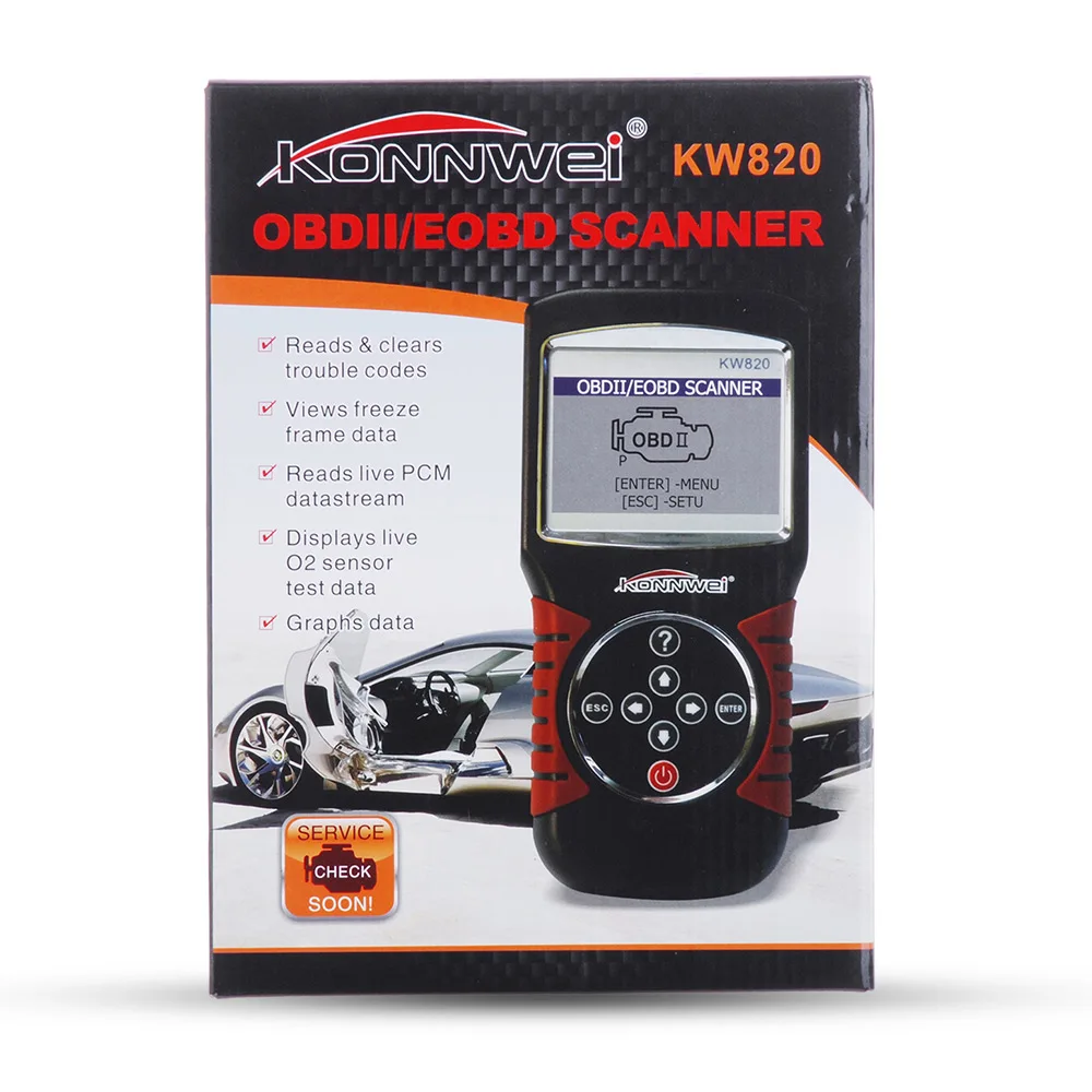 Vehemo Автомобильная диагностика для KONNWEI KW820 Авто универсальный OBD2 диагностический сканер портативный ручной инструмент для чтения кода