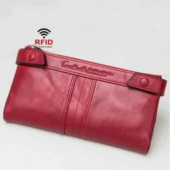 

Fashion Genuine Leather Women's Wallet Zipper Cowhide Rfid Card Holder Wallets For Women Female Hasp Cion Purse Phone Clutch Bag