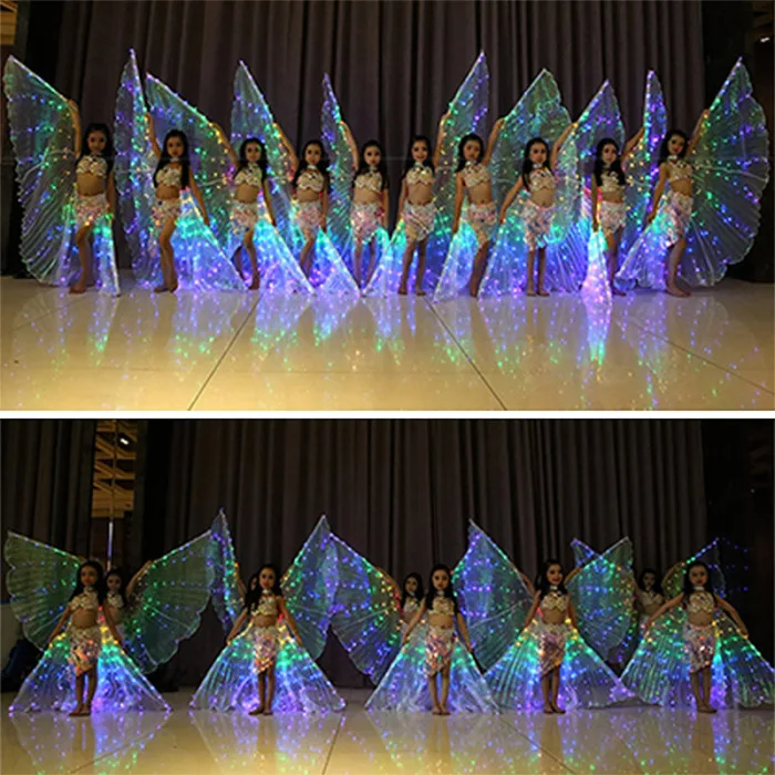 Children Dancers LED Cloak Performance Luminous Butterfly Wing Belly Dancing Carnival Prop JAN88