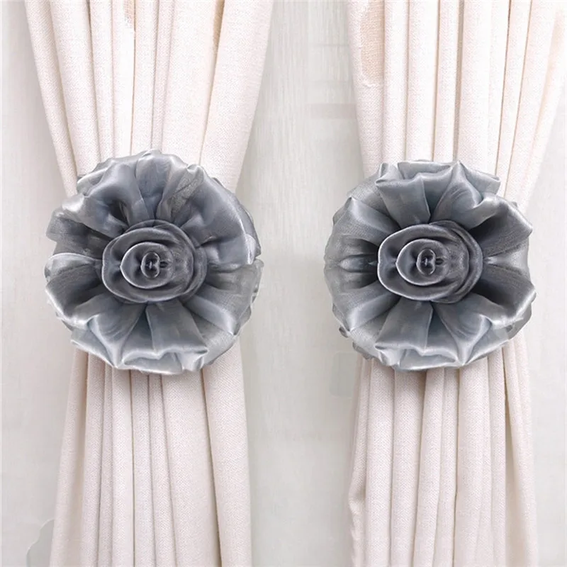 

2019 Curtain Buckle Home Decor Clip-On Flower Tie Backs / Holdbacks For Voile & Net Curtain Panels Tie Coroful Drop #0727