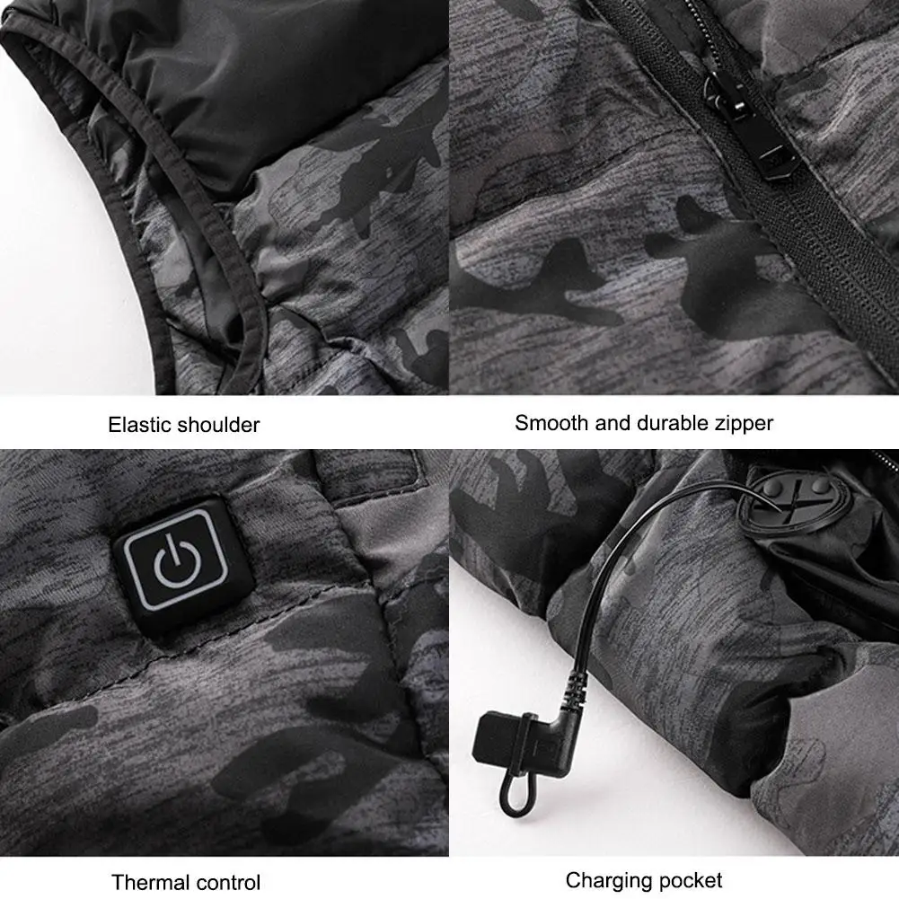 Теплый зимний жилет для мужчин и женщин с USB электрическим подогревом, одежда из углеродного волокна для походов и кемпинга