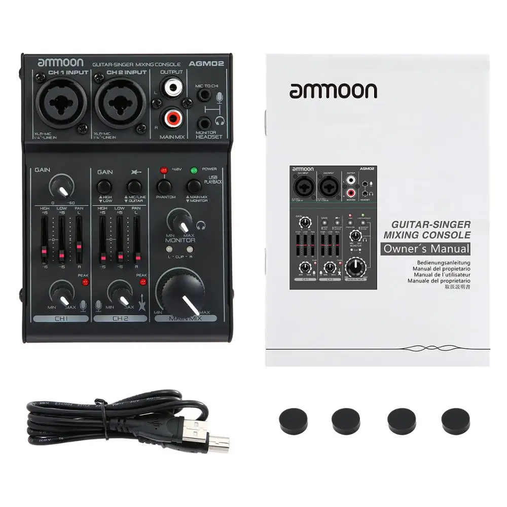 ammoon 10チャンネル　ミキサー Ammoon AGM02ミニ2チャンネルサウンドカードミキシング