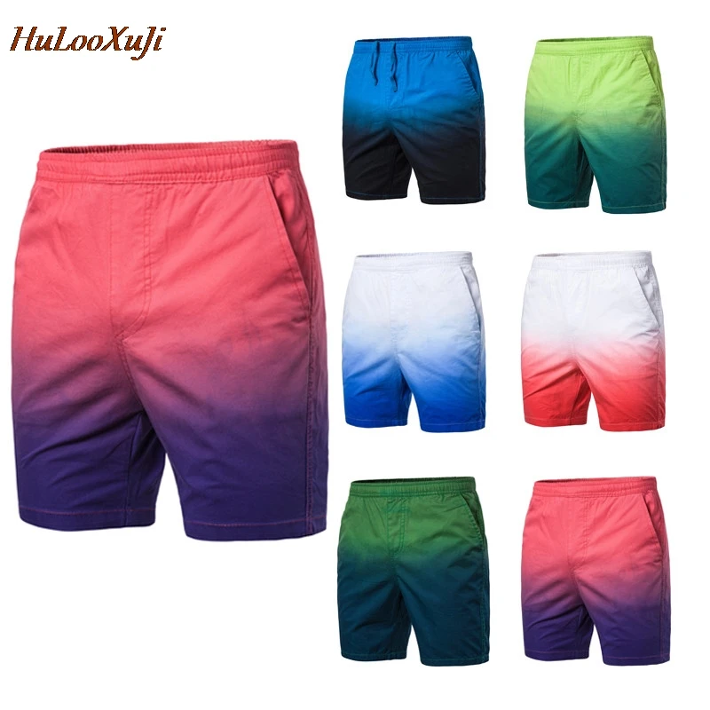 HuLooXuJi мужские и женские летние пляжные шорты с градиентным принтом свободные повседневные шорты с завязкой Размер США: XS-2XL