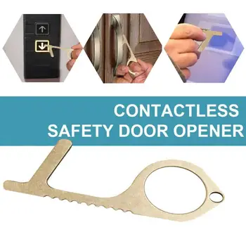

1/2 pcs Family Health Convenient Portable Press Elevator Tool Hygiene Hand Antimicrobial Brass EDC Door Opener Door Handle Key