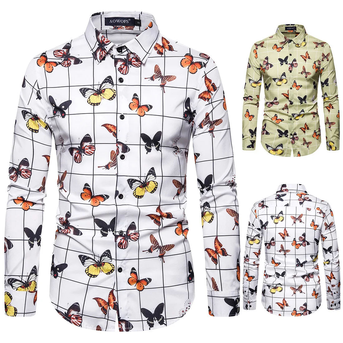 

2019 Autumn New Style Ouma MEN'S Long-sleeved Shirt Butterfly Digital Printing Shirt Ys040