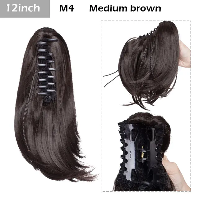 S-noilite Syntheitc Big Grab Ponytail Hair Extension Claw Clip In Ponytail Extension Hair Fake Hairpiece For Women Daily Party 12-1429