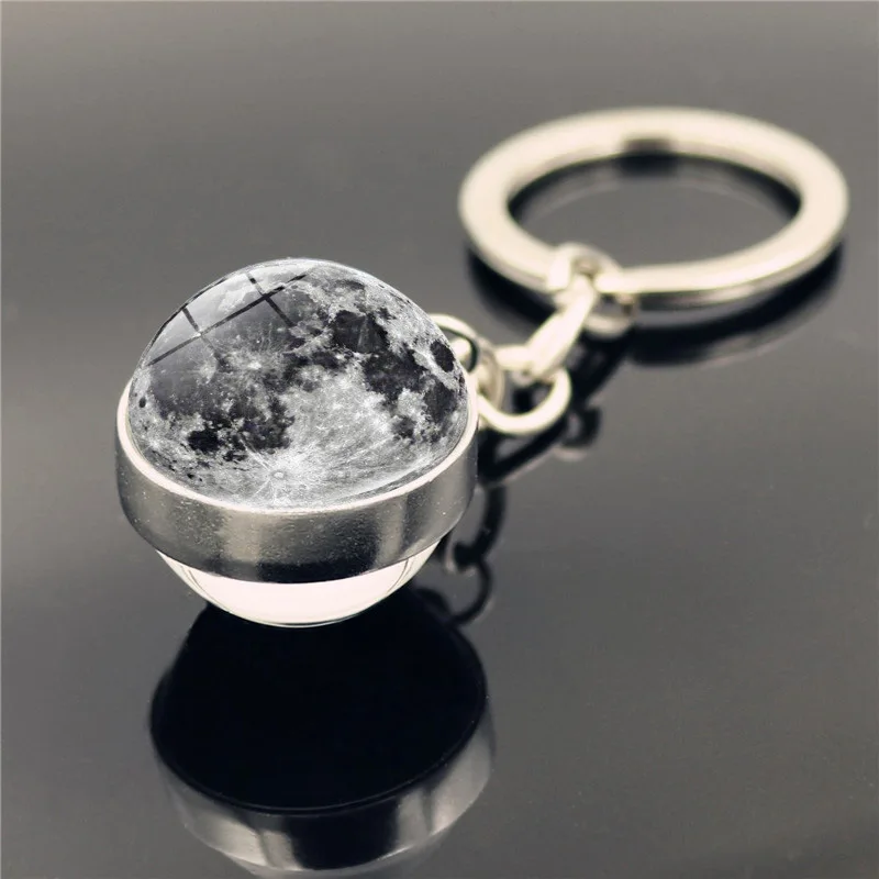 2020 planetary keychain with solar system nebula space moon earth sun artistic image double-sided crystal ball | Украшения и