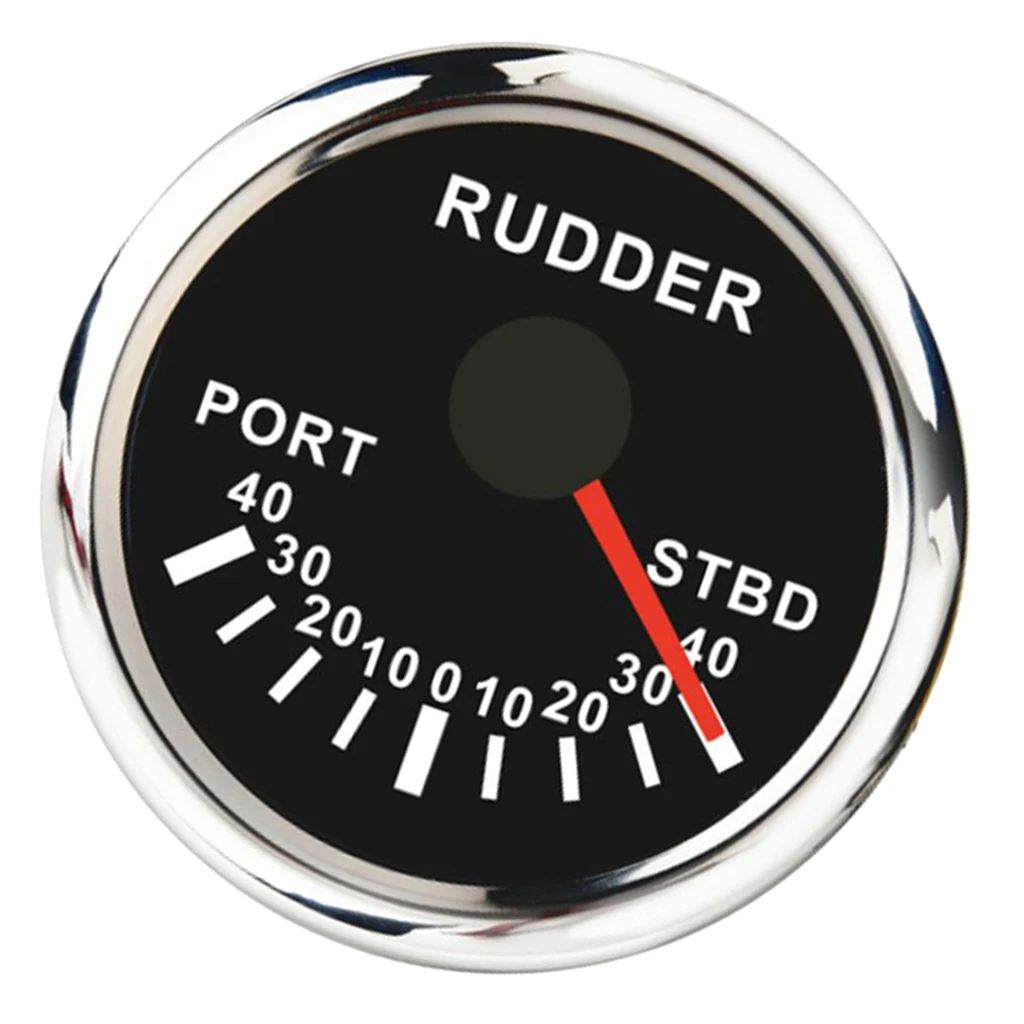 Yacht Marine Rudder Angle Indicator Gauge 0-190ohm 52mm 2 inch 12V/24V - Black Dial