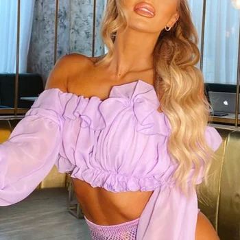 

High waist bikini set Mesh long sleeve swimwear women Ruffled woman swimsuit female bathing suit Sexy biquini Snake bikini 2020