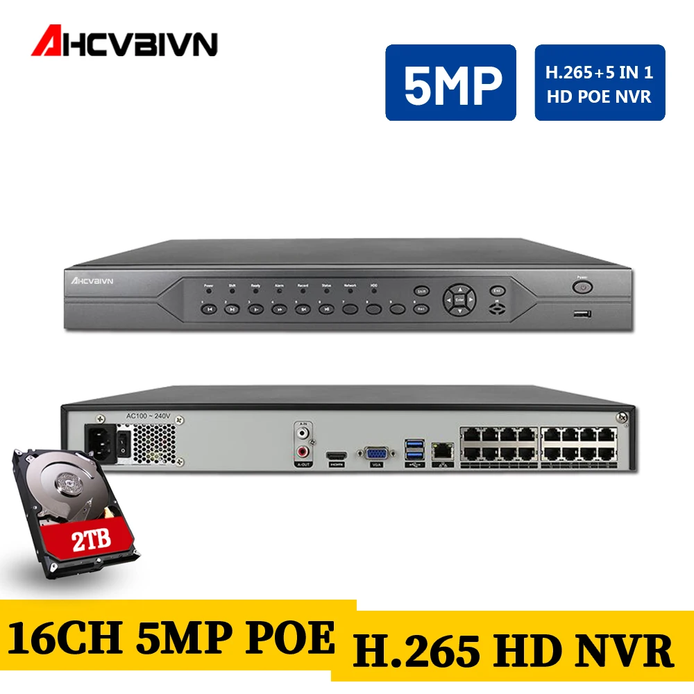 AHCVBIVN металлический корпус H.265 NVR VGA HDMI 4CH 8CH 16CH CCTV 5 м 4 3 1080P IP камера ONVIF 2 0 система