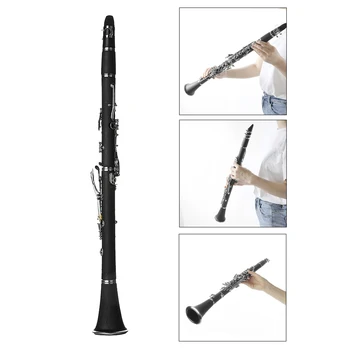

B Flat Beginner Student Clarinet with Cleaning Cloth Reed Clip Screwdriver Portable Case Bag Woodwind Instrument
