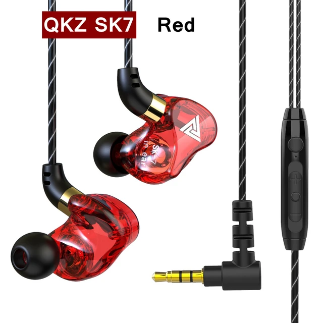 Original QKZ AK6 Copper Driver HiFi Wired Earphone Sport Running  Headphones Bass Stereo Headset Music Earbuds fone de ouvido SK7 Red