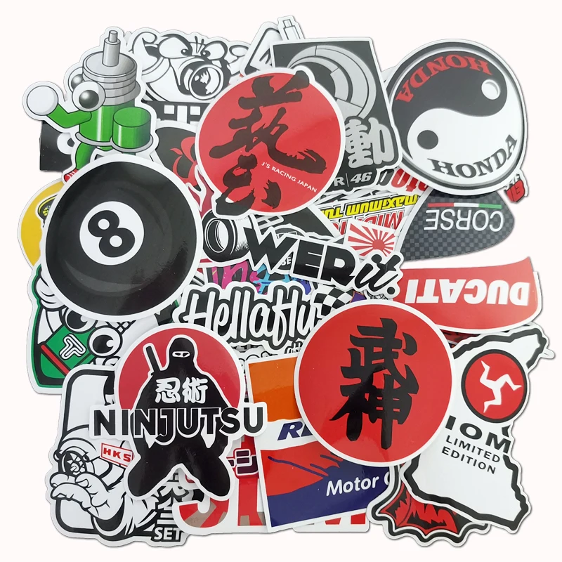 40pcs Cartoon Stickers Motorcycle Decals for Motorcycle Skateborad Helmet Laptop Suitcase Skateboards Guitar Graffiti Stickers 100 pcs racing car stickers graffiti jdm car modification waterproof sticker for motorcycle bicycle helmet motor suitcase laptop