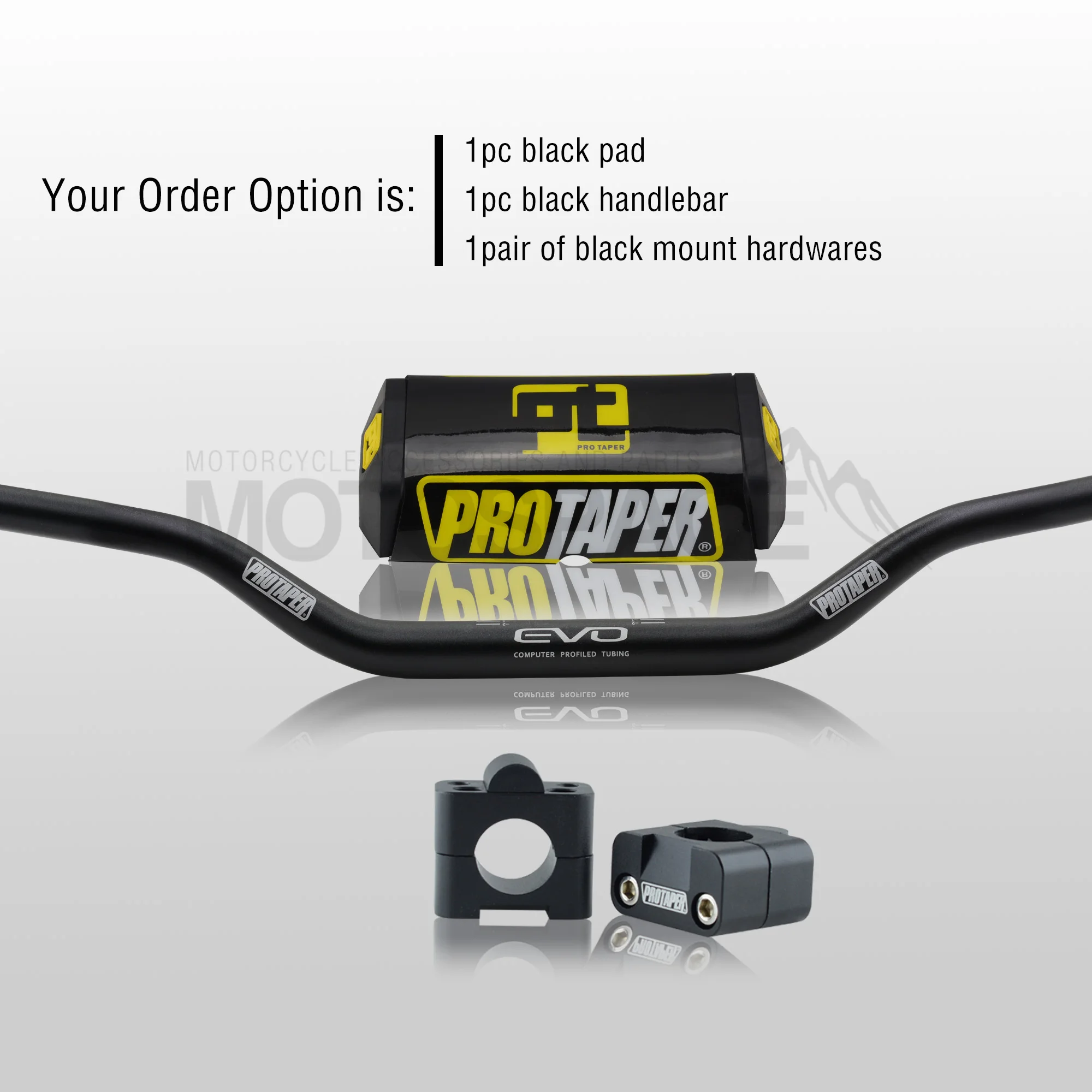Black Combo3 Руль для Pro Taper Pack Bar 1-1/" Классическая дверная ручка бар колодки ручки Pit Pro Racing Dirt Pit Bike мотоцикл с адаптер cnc - Цвет: Black Combo3