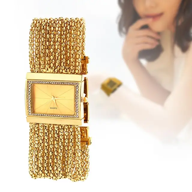 Watch Multi-Layer Bead Chain Rhinestone Inlaid Alloy Stylish Women Quartz Bracelet Watch for Gift 5
