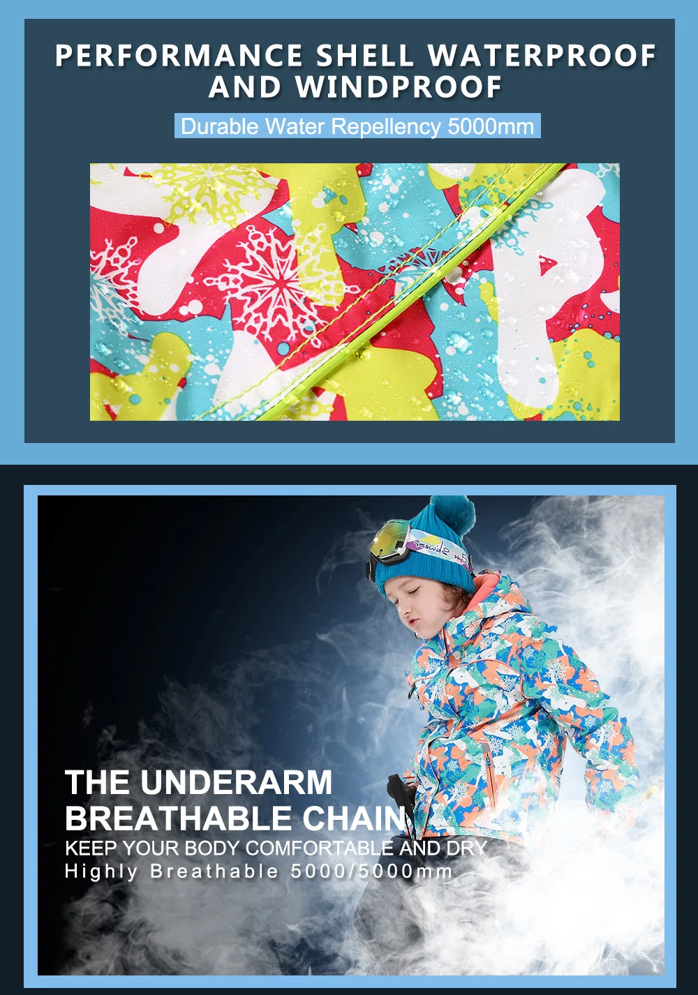 Детская Лыжная куртка и штаны, зимний теплый лыжный костюм, ветрозащитный водонепроницаемый детский комплект для сноуборда, уличные детские зимние комплекты для мальчиков и девочек