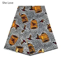 She Love 1 ярд цветок птица печатных Анкара Африканская Хлопковая ткань настоящая восковая ткань для женщин вечернее платье Diy Швейные материалы