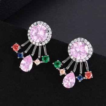 

LARRAURI Gorgeous Exquisite Handmade Top Level Stud Earrings for Women Paved Full Cubic Zirconia Sterling Silver Accessories
