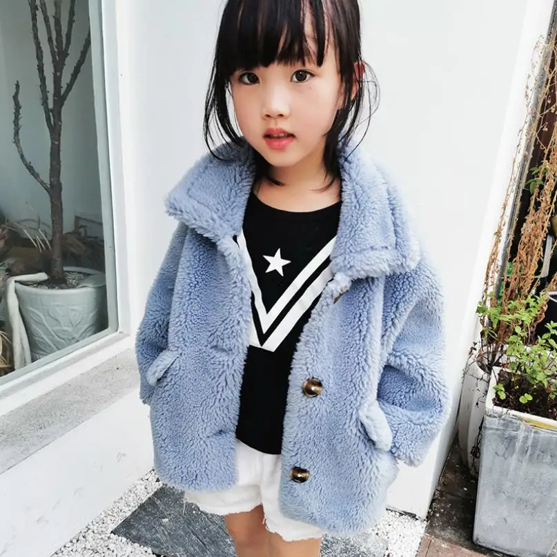 

Real Fur Coats 2019 Winter New Lamb Casual Outerwear Sheep Shearing Fur Plush Teddy Jacket Modis Kids Wool Overcoats Y1992