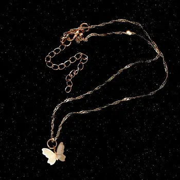 

Vintage Metallic Gold Chain Butterfly Pendant Necklace Butterfly Pendant Women Ladies Necklace Jewelry for Valentine's Day Gifts