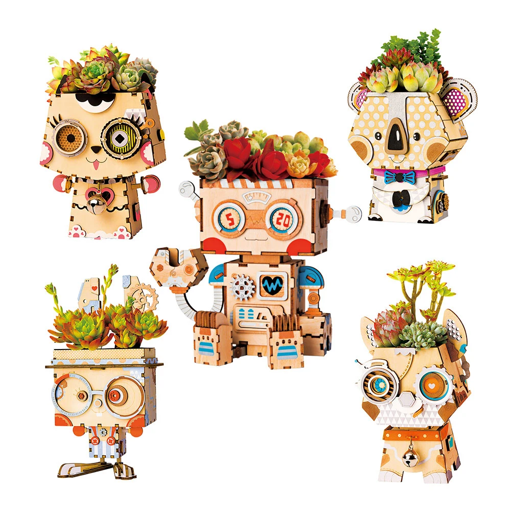 Robotime Juguete Planta Diy Dibujos Animados Flor Olla Madera Decoracion Suculentas Caja Bonsai De Jardin Maceta Para Flores Jardin Decoracion Hogar Oficina Aliexpress