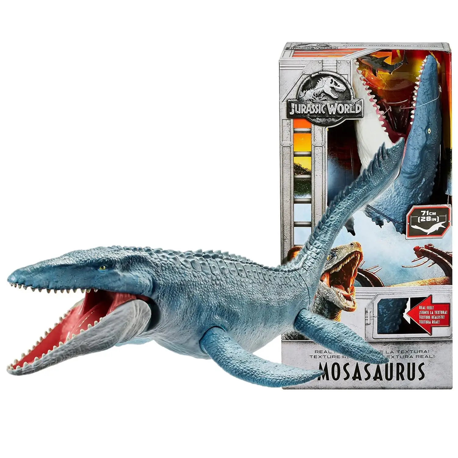 Mosasaurus Mattel FNG24 NEU Jurassic World Dinosaurier mit Real Feel Dinohaut 