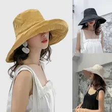 Летние Ретро женские двухсторонние шляпы-ведерки, женское однотонное хлопковое белье, шляпа для отдыха, женские широкополые шляпы, большая шапка-капот