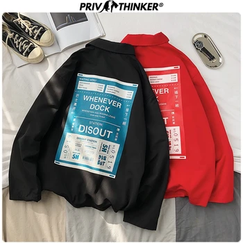 

Privathinker Men Spring Print Turn-sown Collar Jackets 2020 Mens Loose Korean Jacket Male Streetwear Fashion Loose Clothes Coat