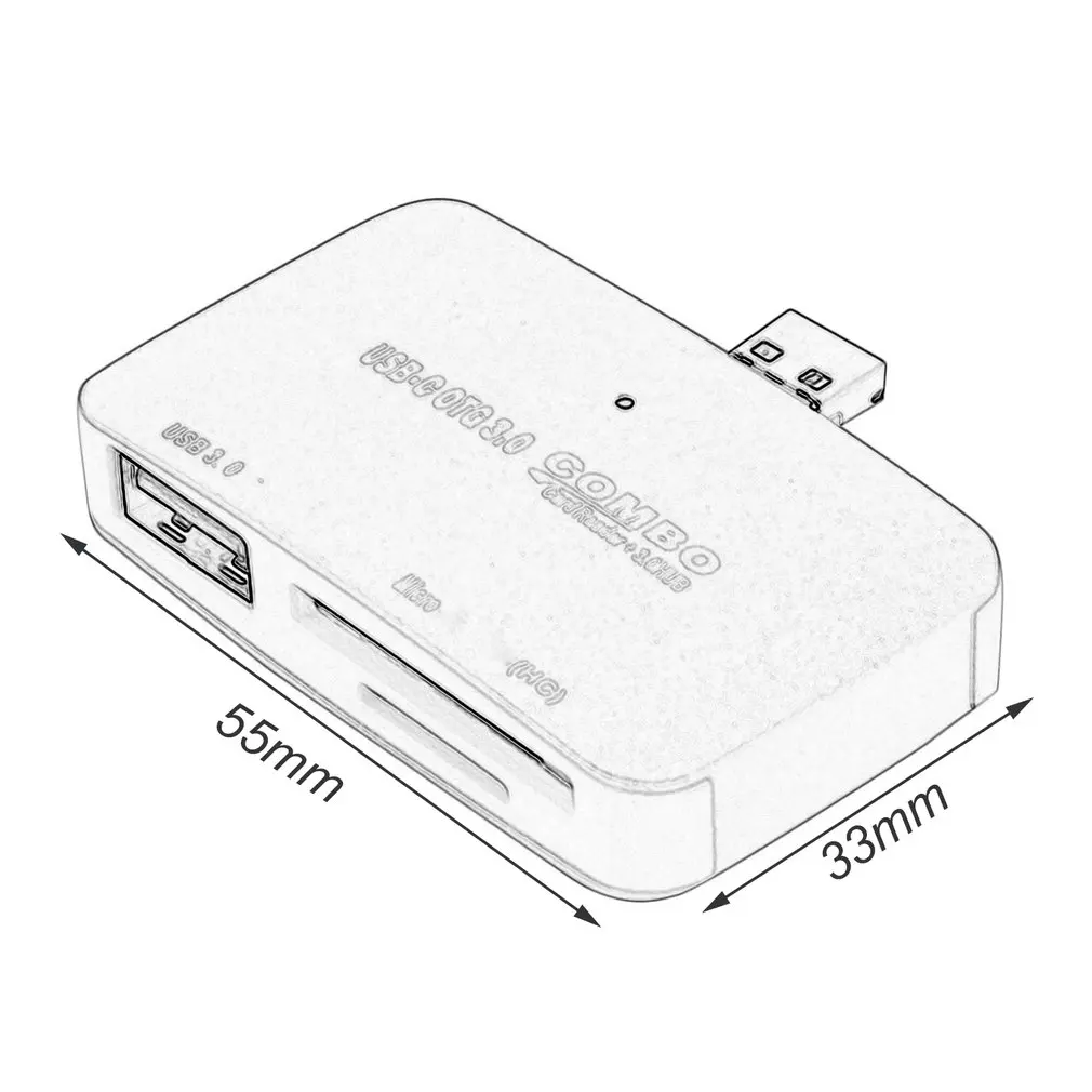 Aluminum Alloy Universal USB3.0 And Micro USB 2 in 1 Interface Support USB 3.0 HUB Security Digital Memory Card TF Card Reader