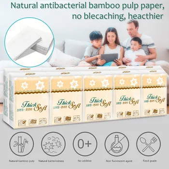 

10 Packs Facial Tissue Pumping Paper Soft Skin-friendly Bamboo Wood Pulp Toilet Paper Kitchen Bathroom Household Paper Napkin