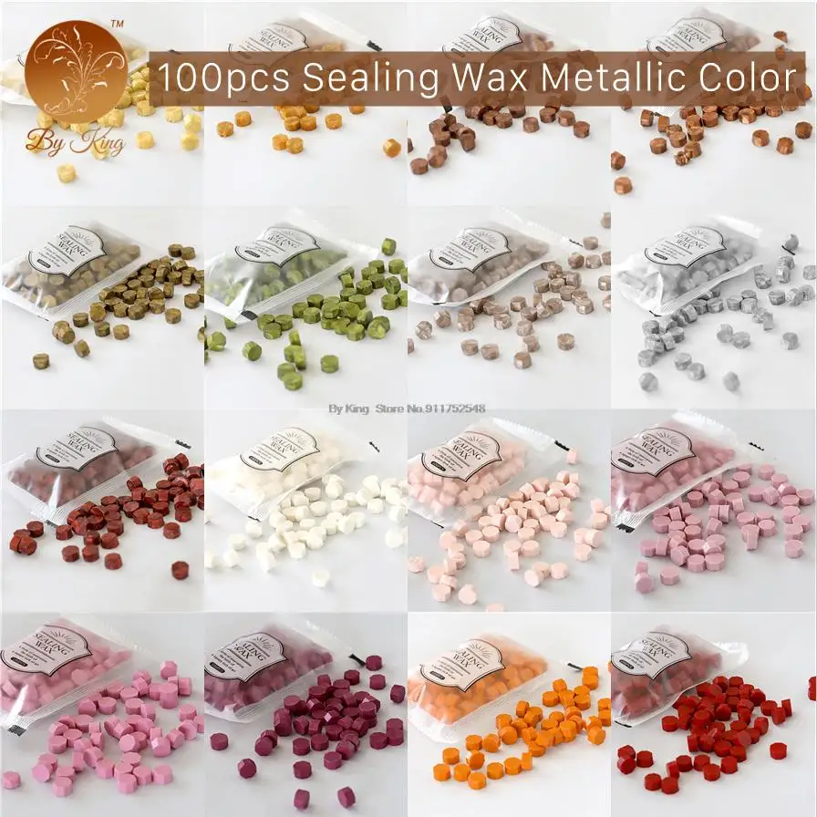 100Pcs Colorful Sealing Wax Beads For Seal Stamp Envelope Wedding Invitation Kit 